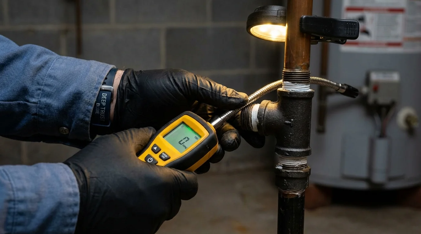 Gas leak detection with electronic sniffer by Johns Plumbing LLC in Siletz